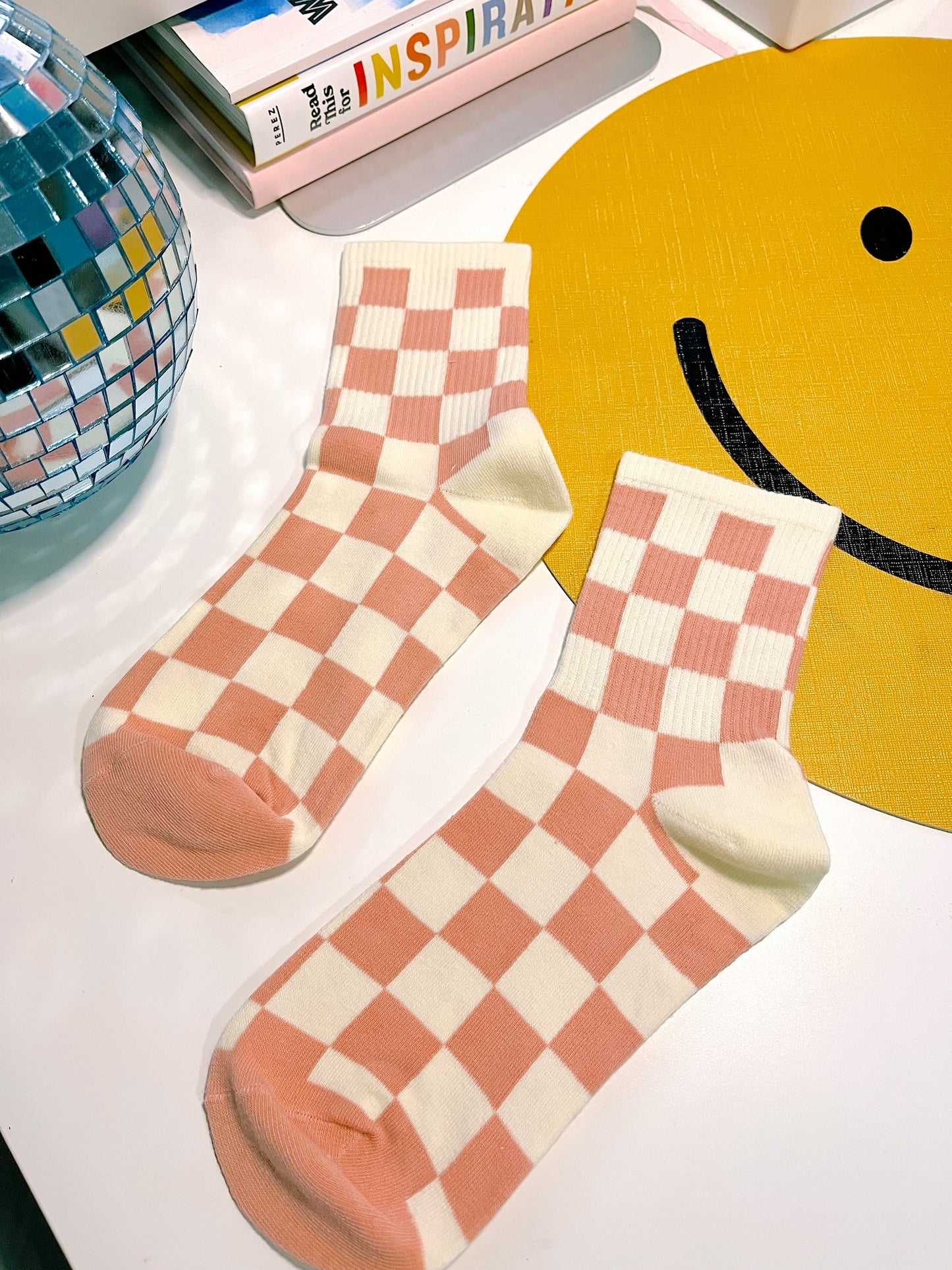 Pink checkered socks