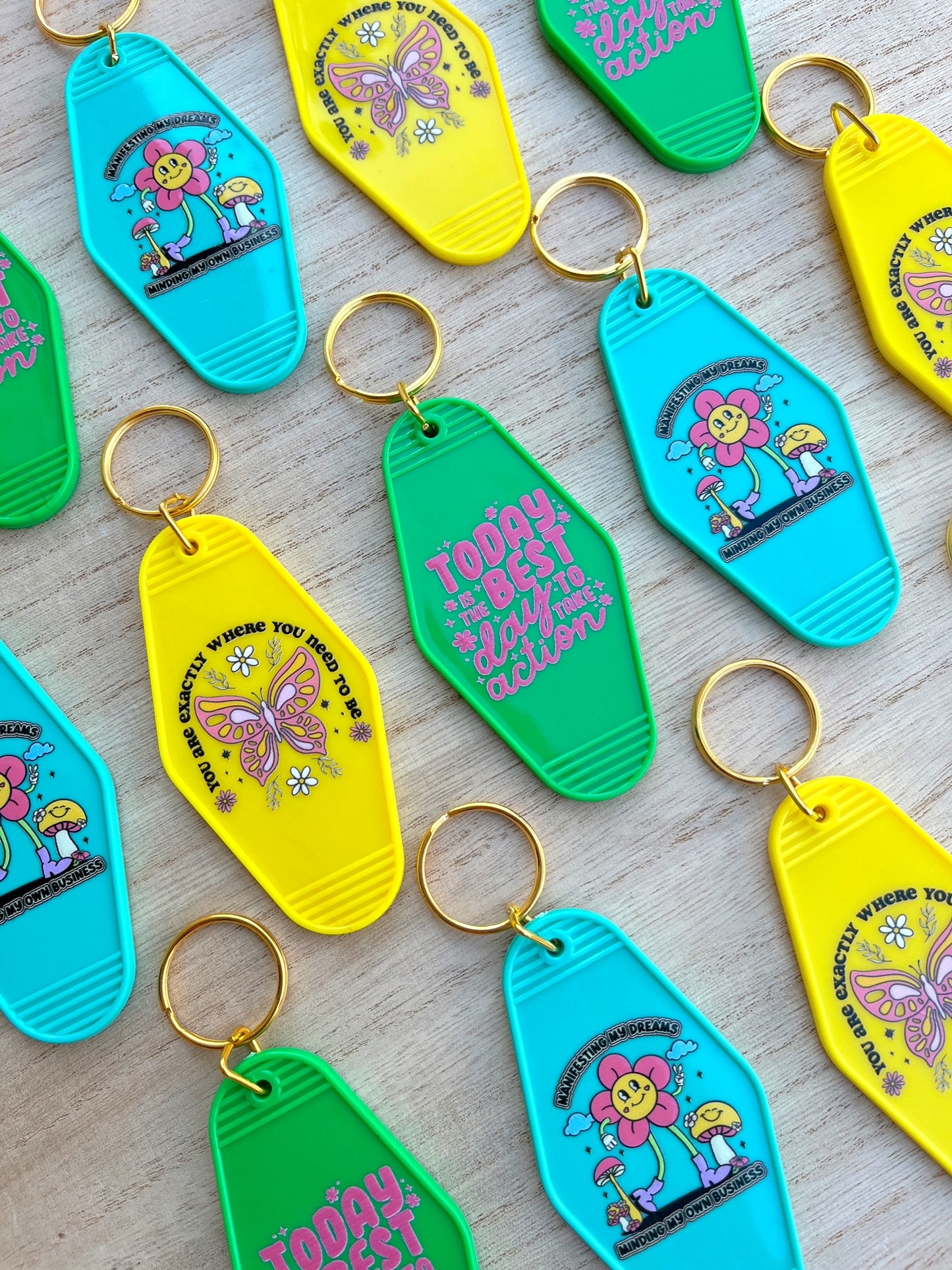 Today is the best day to take action motel keychain