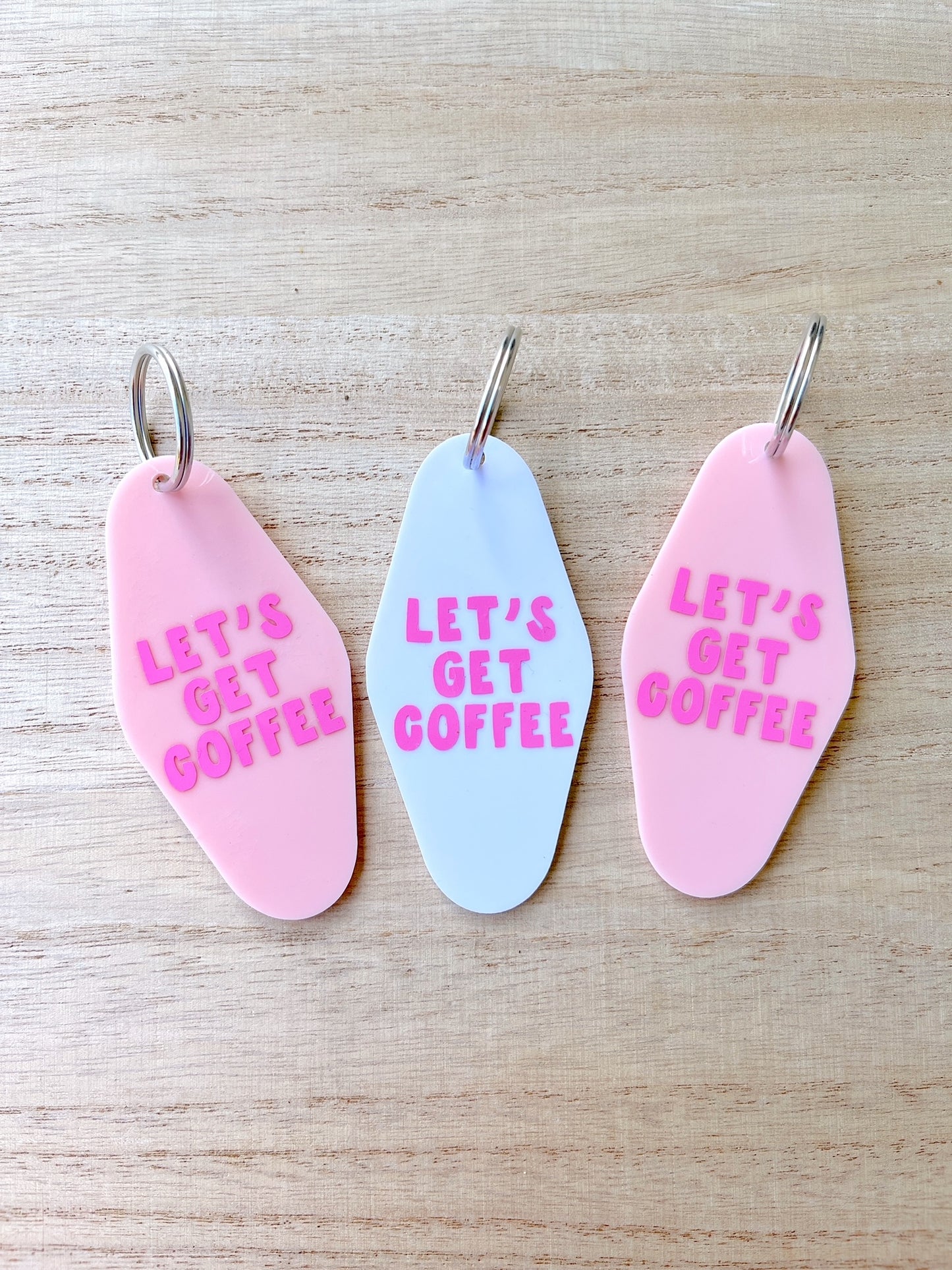 Let's get Coffee vintage motel keychain