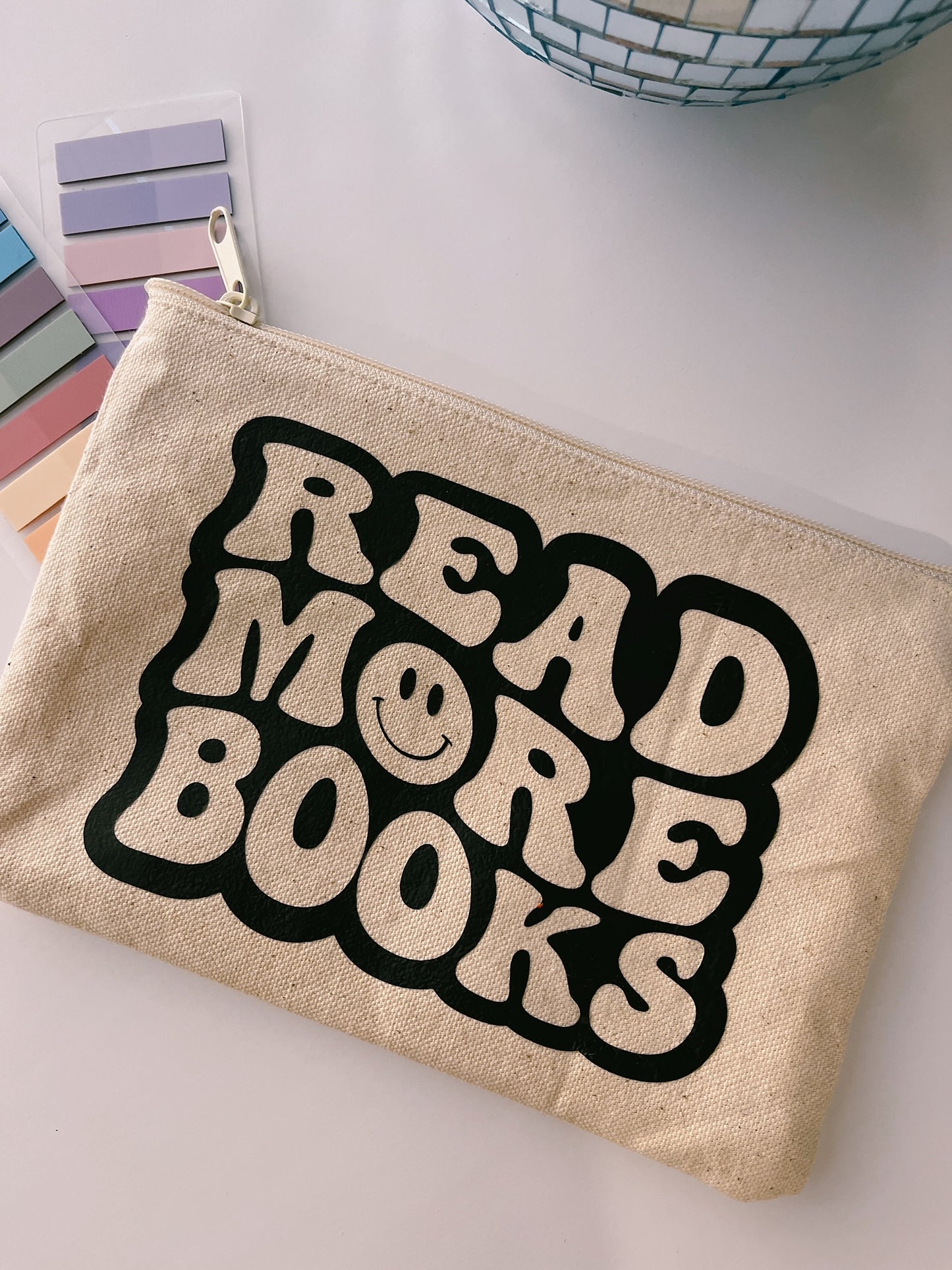 Read more books zippered pouch