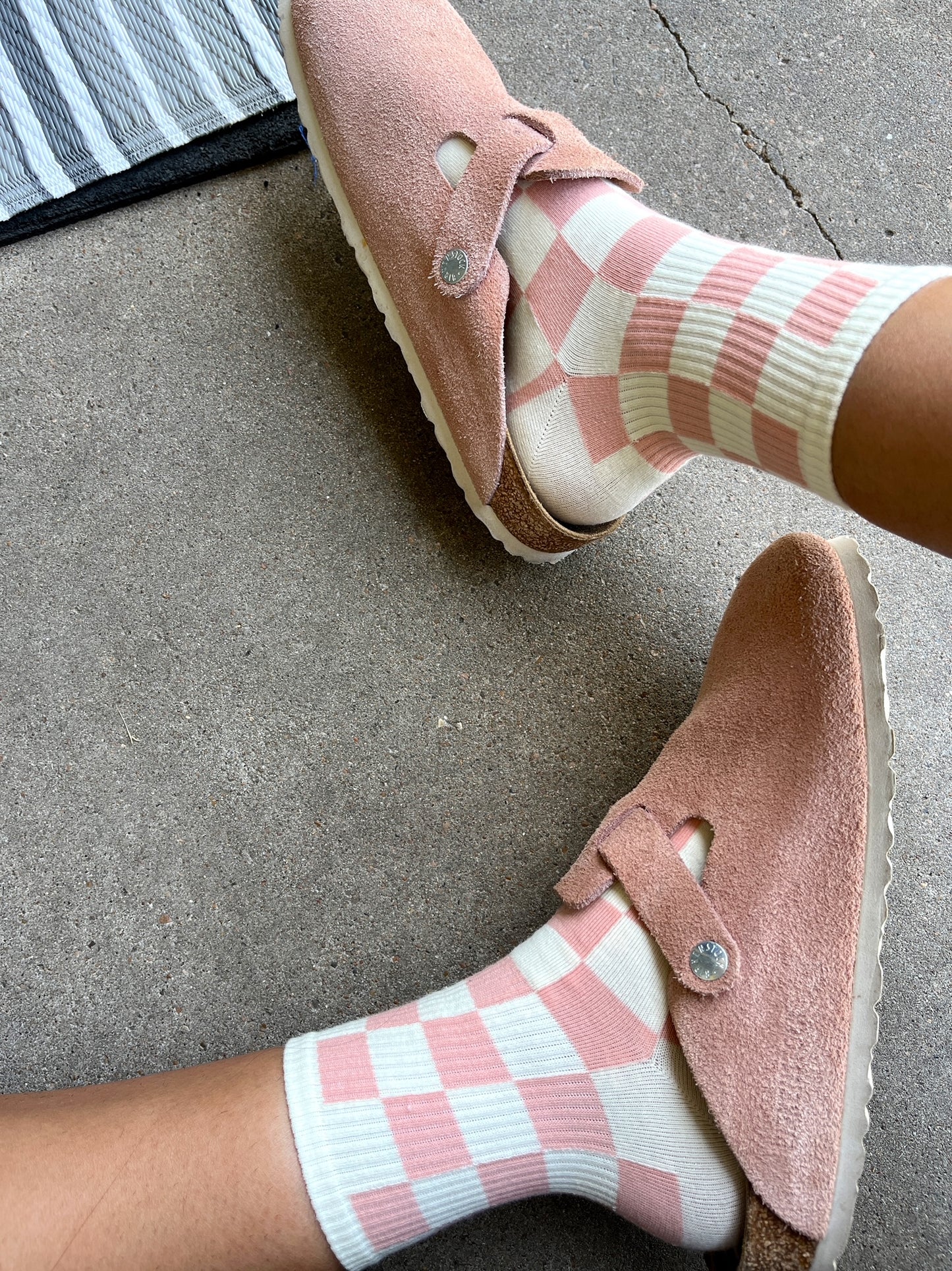 Pink checkered socks